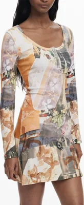 Produktbild von Beiges Damenkleid mit Kontrastdetails und Knöpfen – Trend 2023