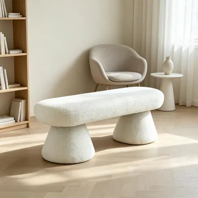 Produktbild von Schuhbank Weiß Sitzbank Hocker Fußbank für Flur Wohnzimmer Weiß L120*B49*H45cm 【TD-0008】