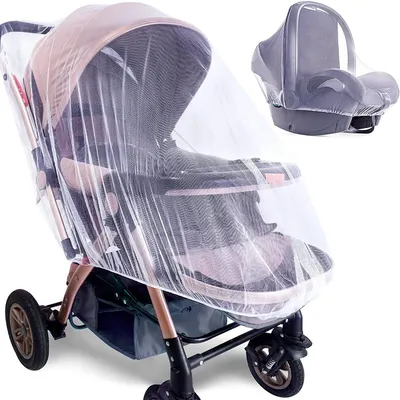 Produktbild von 2 Stück Moskitonetz für Kinderwagen,Universelles Insektennetz für Babyschale, Weiß