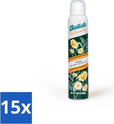 Image de Batiste - Thé vert naturel & Camomille - Shampooing sec - Extraits 100% naturels - Rafraîchit et nettoie - 200 ml - Pack avantage - 15 pièces