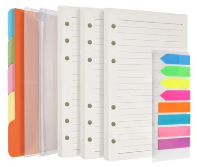 Productafbeelding van A6 ringboek, notitieboek, budgetplanner, map met 8 insteekhoesjes, 45 vel papier, 14 maandplanners, set stickers