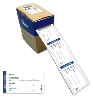 Obrázek produktu pro AVERY Zweckform Mrazicí etiketa Potraviny HACCP (65 x 35 mm 200 etiket na roli, odolné proti chladu, předtištěné, trvalé) ETICOLD.DE