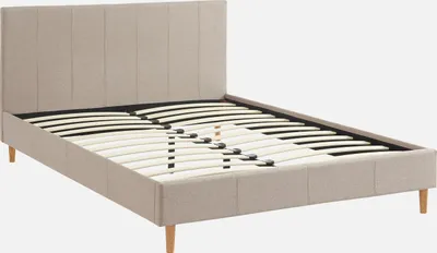 Immagine prodotto di Struttura letto con rete a doghe e testiera 140x190cm, tessuto semplice, Beige