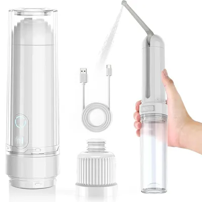 Produktbild von Tragbare Munddusche elektrisch USB-C, Reise Wasserflosser IPX7, 3 Modi, 180° Düse, kabellos Zahnzwischenraumreiniger, für Reisen & tägliche Zahnpflege