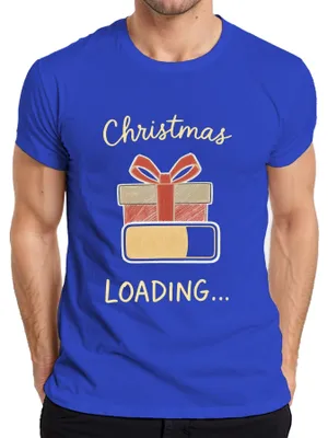 Zdjęcie produktu dla Christmas Loading Christmas Gift Loading Bar Advent Śmieszna koszulka męska, Niebieski, M