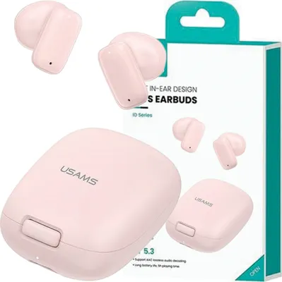 Image de Casque Bluetooth Usams 5.3 Tws Id Series Wireless Pink/Pink Bhuid04 (Id25)