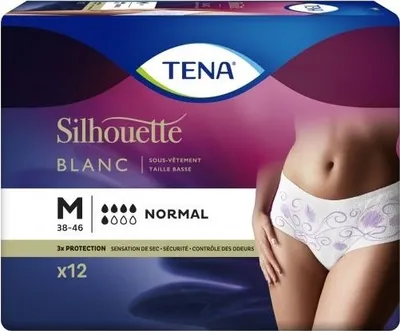 Image de Tena Silhouette Normal Blanc - Taille basse Medium - 1 paquet de 12 protections