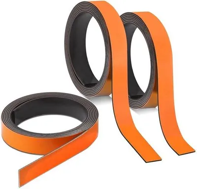 Produktbild von Drei Magnetstreifen Orange | ca. 1 cm x 1 m Magnetband für das Markieren und Teilen auf Whiteboards, Schubladen, Kalendern | magnetische Etiketten | Magnetstreifen 238