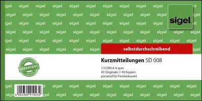 Obrázek produktu pro Sigel SD008 - 80 Blätter - 1/3 A4 q - Grün