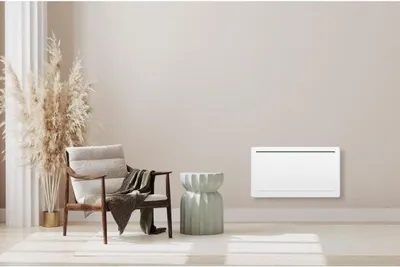 Produktbild von Elektrischer Trägheitsheizkörper mit Keramik, 1500W, Gewölbtes Design, Weiß