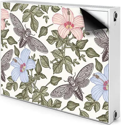 Produktbild von Magnet Heizkörperverkleidung Heizkörper-Abdeckung Heizung Heizkörper 90x60 cm  - Schmetterlinge, unter Blumen