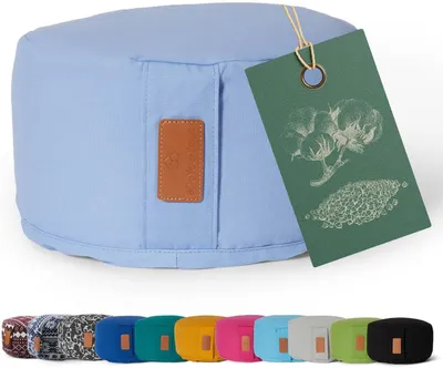 Productafbeelding van Rond yogakussen met biologische boekweitdoppen-vulling, katoenen overtrek, diameter 30 cm, hoogte 15 cm