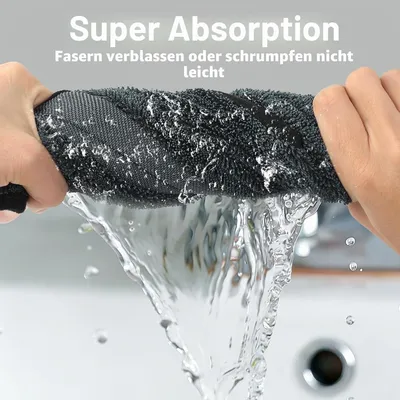 Produktbild von 4 Stück Trockentücher für die Dusche und das Auto, Ultrareinigungstücher aus Mikrofaser für Dusche, Fenster und Fahrzeug, Reinigungstücher, schwarz