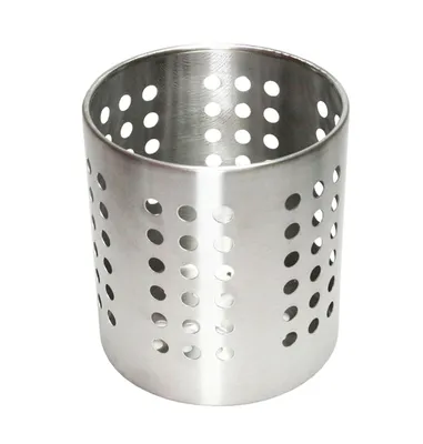 Produktbild von BESTECKHALTER aus Edelstahl Ø12cm rund 13,5cm hoch Besteckkorb Küchenutensilienhalter Abtropfkorb Korb Besteck 07