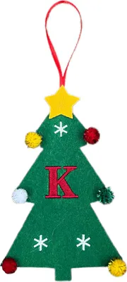 Produktbild von Weihnachtsbaum-Anhänger-Ornament mit Schlüsselband, 26 Buchstaben-Design, Filzstoff, Weihnachtsdekoration zum Aufhängen am Weihnachtsbaum