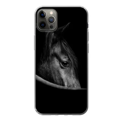 Produktbild von MuchoWow® Handyhülle Schutzhülle Hülle für iPhone 13 Pro Max Pferde - Porträt - Schwarz - Tiere Silikon Softcase Handy Hülle - Mobiltelefon
