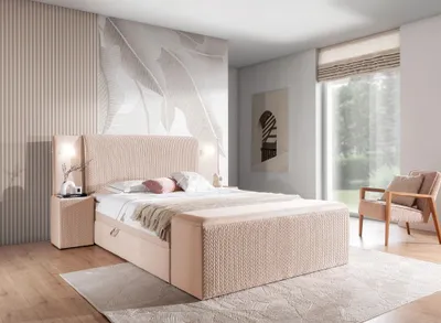 Produktbild von Boxspringbett Bett MARTEN 140x200cm in Stoff Magic Velvet Hellrosa Set.4