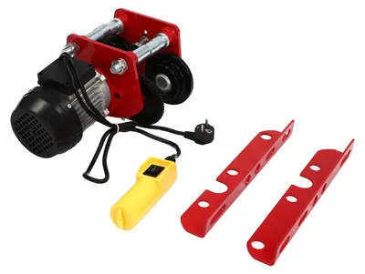 Immagine prodotto di Carrello elevatore elettrico, capacità di carico 1 tonnellata, regolabile per binari diritti e curvi, colore rosso, portata 1 tonnellata