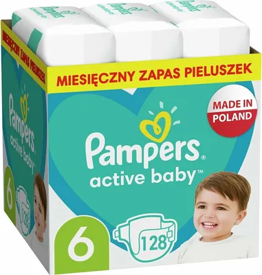 A box of Pampers Active Baby diapers.