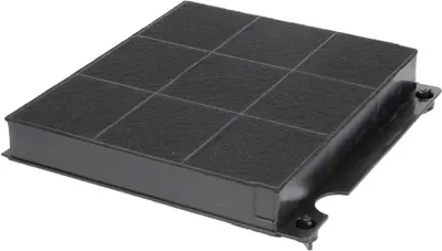A black activated carbon filter for a kitchen hood.