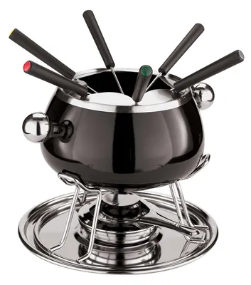 Image de Sambonet Tavola Table en acier inoxydable/noir, service à fondue bourguignonne P0014-P00008-41312-00