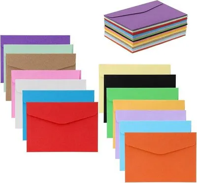 Produktbild von Famanu Mini-Umschläge Set mit 70 bunten Umschlägen in 14 Farben - Für Bastel- und Geschenkideen