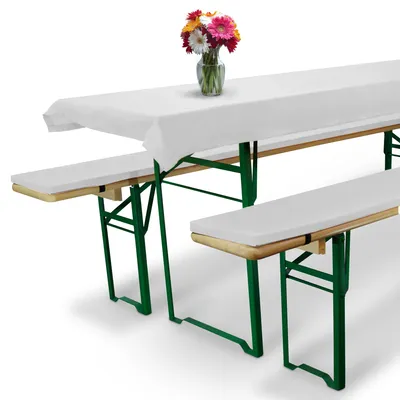 Produktbild von Beautissu 3tlg Bierzeltgarnitur Auflage Set 50cm Comfort XS, 3tlg., Weiß