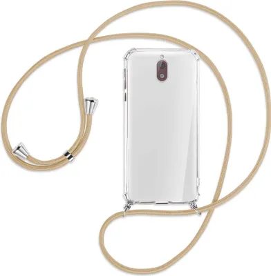 Produktbild von Handykette Backcover-Schutzhülle mit Band (Metall silberfarben) für Nokia 3.1 - caramel