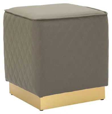 Produktbild von Daseloba - Pouf, 38x38x38h cm Taupe, Bezug gesteppt aus Kunstleder