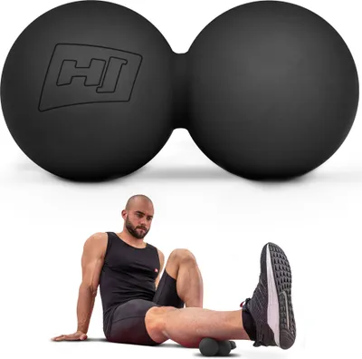 Obrázek produktu pro Hop-Sport Duoball masážní míček na ruce, nohy, záda - fasciální míček pro cílenou masáž spoušťových bodů ze silikonu - průměr 63 mm HS-S063DMB - černý