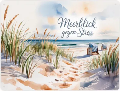 Produktbild von Ostsee Strandkorb Metallschild XXL in 28x38 cm - Meerblick gegen Stress