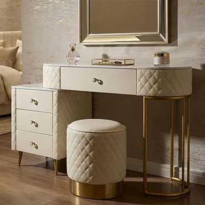 Immagine prodotto di Toeletta in Pelle finta con pouf cm 120x40x75