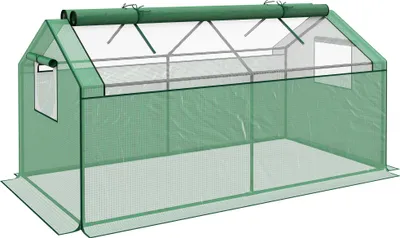 Produktbild von Outsunny Foliegewächshaus mit Fenster Treibhaus mit UV-Schutz Tomatenhaus Frühbeet für Garten, Balkon, 180 x 92 x 92 cm Grün