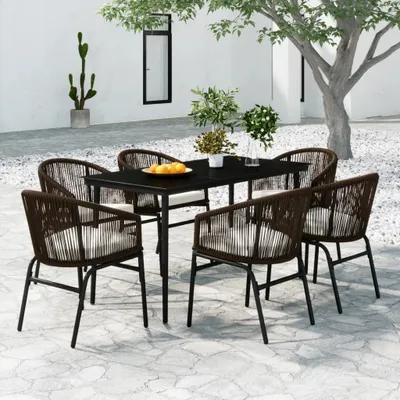 Image de Maison Exclusive - Ensemble de salon de jardin 7 pièces, marron