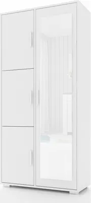 Produktbild von Garderobenschrank LUX 2, mit Spiegel und Fächern, Mehrzweckschrank, fertig aufgebaut, Weiß