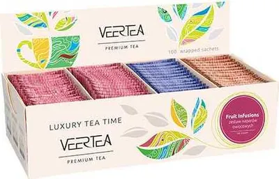 Produktbild von Veertea, Teeset in Briefumschlägen, Verschiedene Geschmacksrichtungen, 100 Stück, Früchtetee