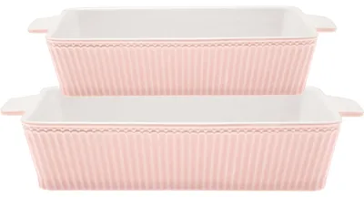 Produktbild von Greengate Auflaufform ALICE Rosa Rechteckig 2er Set Keramik PALE PINK Backform