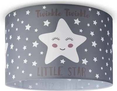 Produktbild von Deckenlampe Kinderzimmer Pendelleuchte Baby Lampenschirm Stoff Rund Sterne