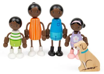 Imagen del producto de Tidlo: Muñecas de madera para casa de muñecas, familia africana