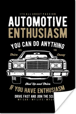 Produktbild von MuchoWow® Poster Mancave - Auto - Vintage - Schwarz 80x120 cm - Papierdruck
