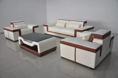 Produktbild von Komplett Garnitur 3+2+1 + Couch Tisch Sofa Leder Sitz Gruppe Sofagarnitur + USB