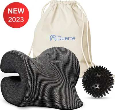 Produktbild von Duerté - Magnetische Nackenstreckung - Nackenmassagegerät - Shiatsu-Massagekissen - Kissen bei Nackenbeschwerden - inklusive Massageball und E-Book Massage