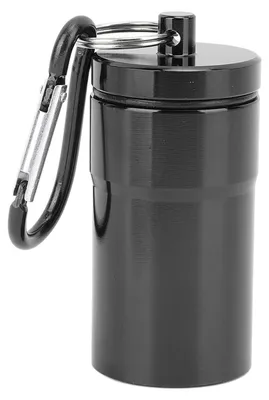 Produktbild von Tragbarer Aschenbecher, wasserdicht, leicht, Tasche aus Aluminiumlegierung, mit Deckel, Schlüsselanhänger, für Outdoor-Reisen, Schwarz