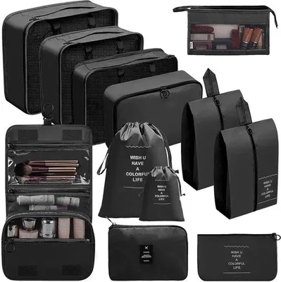 Produktbild von Famanu Koffer Organizer - Packing Cubes - 12 Stück - Schwarz