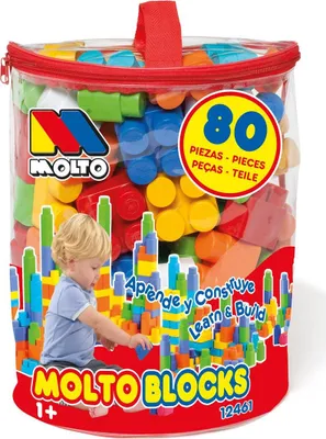 Produktbild von Molto 12461 - Toy Bag With 80 Toy Blocks, Red