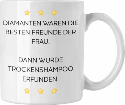 Produktbild von Trendation - Lustige Tasse mit Spruch für Frauen Männer Arbeit Büro Lustig Tassen Becher mit Sprüchen Kollegin Geschenk Sarkasmus Trockenshampoo (Weiß)
