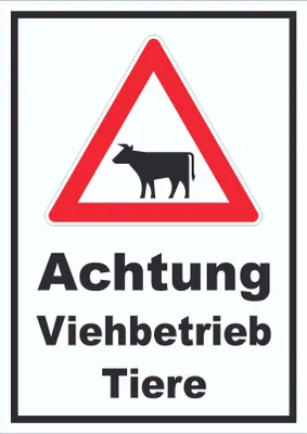 Produktbild von Schild Achtung Viehbetrieb Tiere A5 (148x210mm)