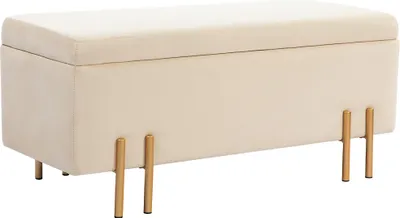 Produktbild von HOMCOM Sitzbank mit Stauraum Polsterbank mit Samtoptik, Metallbeine 100x40x42 cm