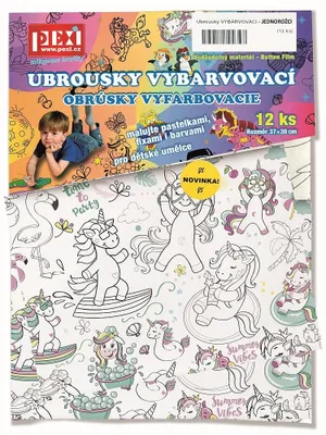 Zdjęcie produktu dla Serwetki do kolorowania Jednorożce 12 szt