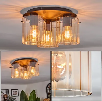 Produktbild von Casier Deckenlampe aus Metall/Glas in Schwarz/Bernsteinfarben
